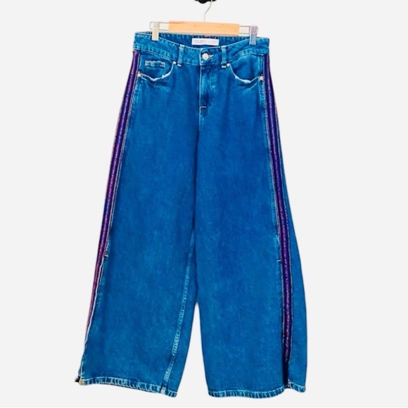 ZARA WIDE LEG DENIM PANTS Size 28 - Picture 6 of 6